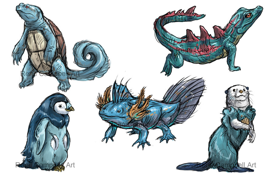 realistic_pokemon_sketches__water_starters_by_nauvasca-d5ih51b