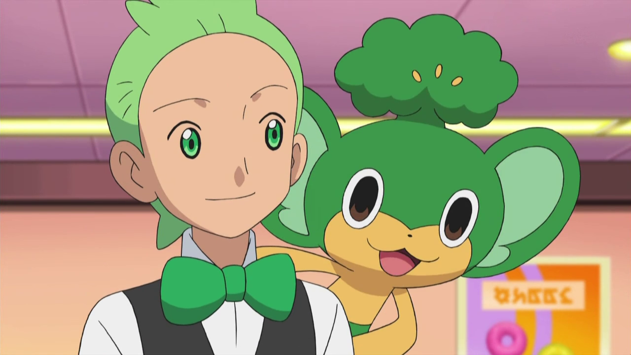 Cilan_with_Pansage_on_his_shoulders