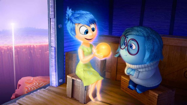 Joy (voice of Amy Poehler) and Sadness (voice of Phyllis Smith) catch a ride on the Train of Thought in Disney?Pixar's "Inside Out." Directed by Pete Docter (?Monsters, Inc.,? ?Up?), "Inside Out" opens in theaters nationwide June 19, 2015. ?2014 Disney?Pixar. All Rights Reserved.