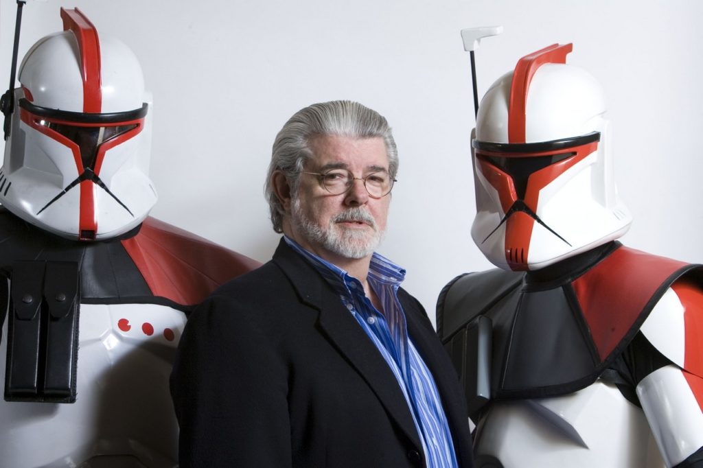 FILE - In this March 13, 2008 file photo, director/producer George Lucas poses for portrait in Las Vegas.  Lucas wrote and produced the upcoming movie "Star Wars: The Clone Wars."Theres no mistaking the similarities. A childhood on a dusty farm, a love of fast vehicles, a rebel who battles an overpowering empire, George Lucas is the hero he created, Luke Skywalker. (AP Photo/Matt Sayles, File)
