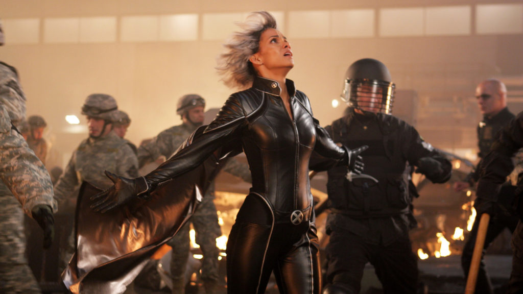 Xmen3-262  Storm (Halle Berry) prepares to utilize her special abilities during an epic battle.
