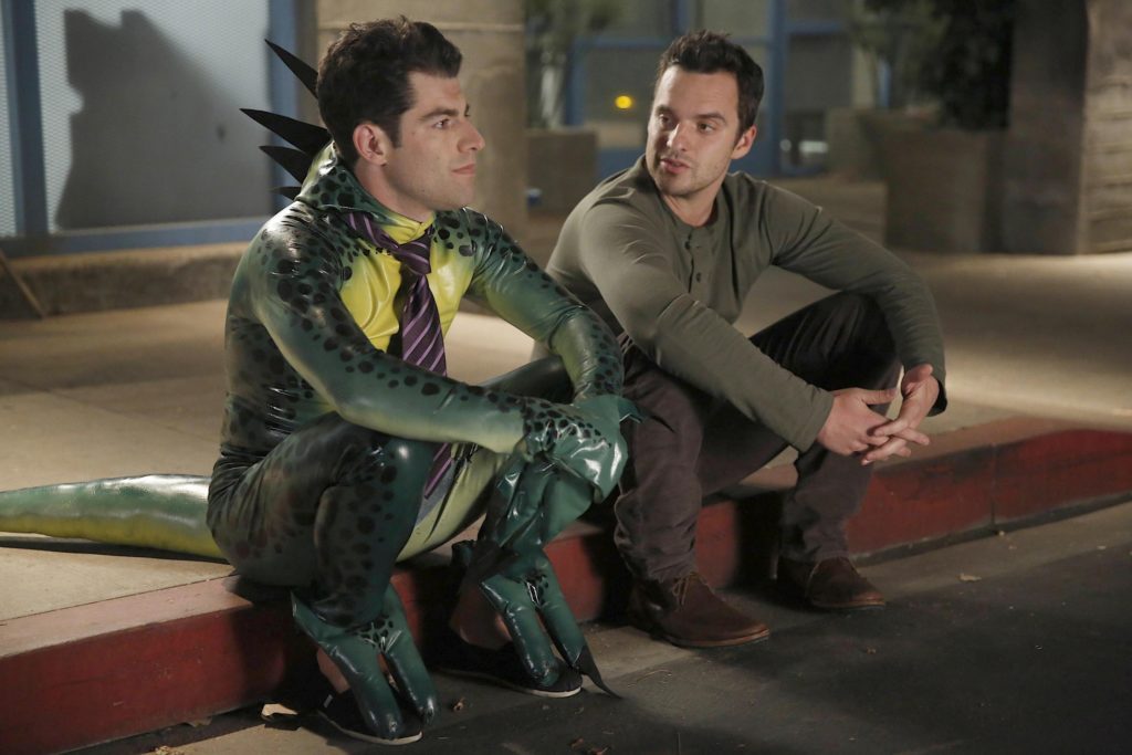 NEW GIRL:  Nick (Jake Johnson, R) and Schmidt (Max Greenfield, L) have a heart-to-heart discussion in the "Keaton" episode of NEW GIRL airing Tuesday, Oct. 22 (9:00-9:30 PM ET/PT) on FOX.  ©2013 Fox Broadcasting Co.  Cr:  Greg Gayne/FOX