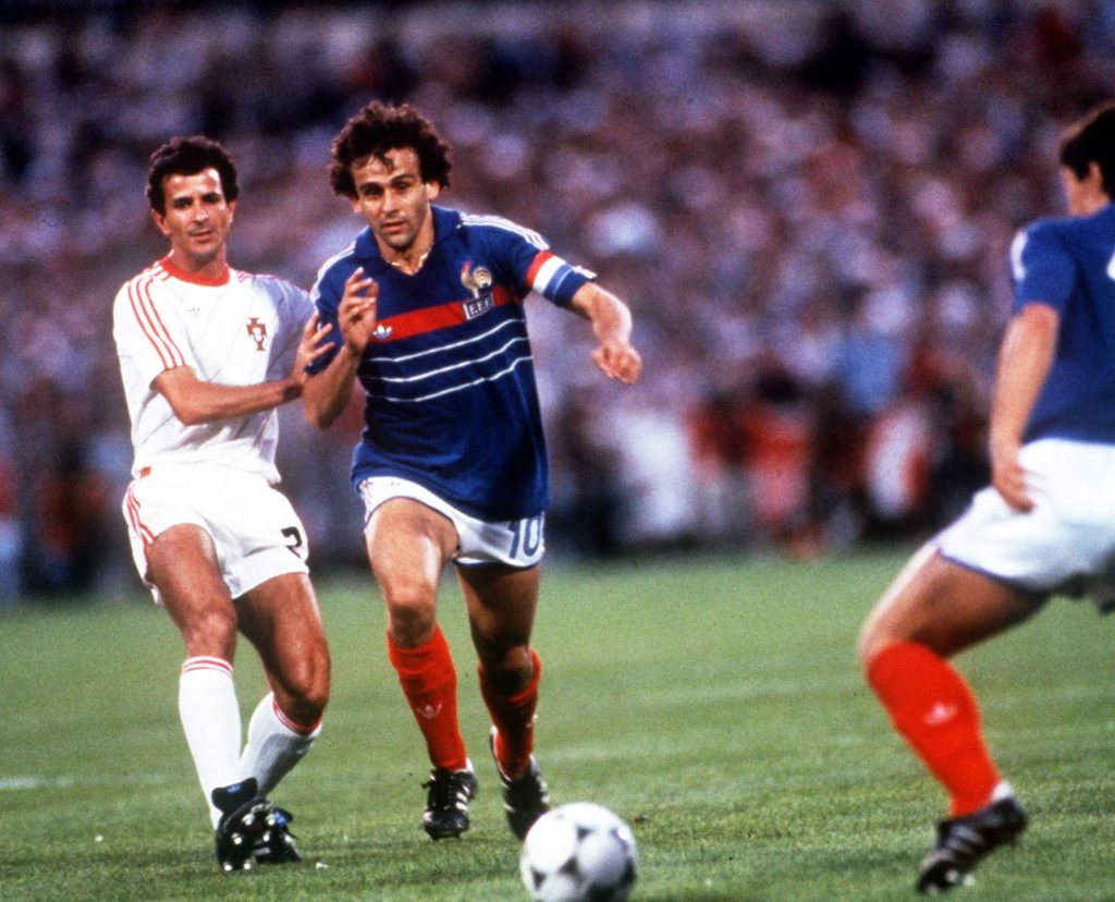 Michel Platini (France) France v Portugal, Euro 1984 Semi-Final, Marseille, France. Credit: Colorsport / Iundt / Ruszniewski