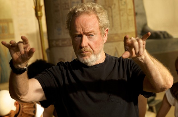 Ridley Scott directs a scene on the set of the movie Exodus: Gods and King