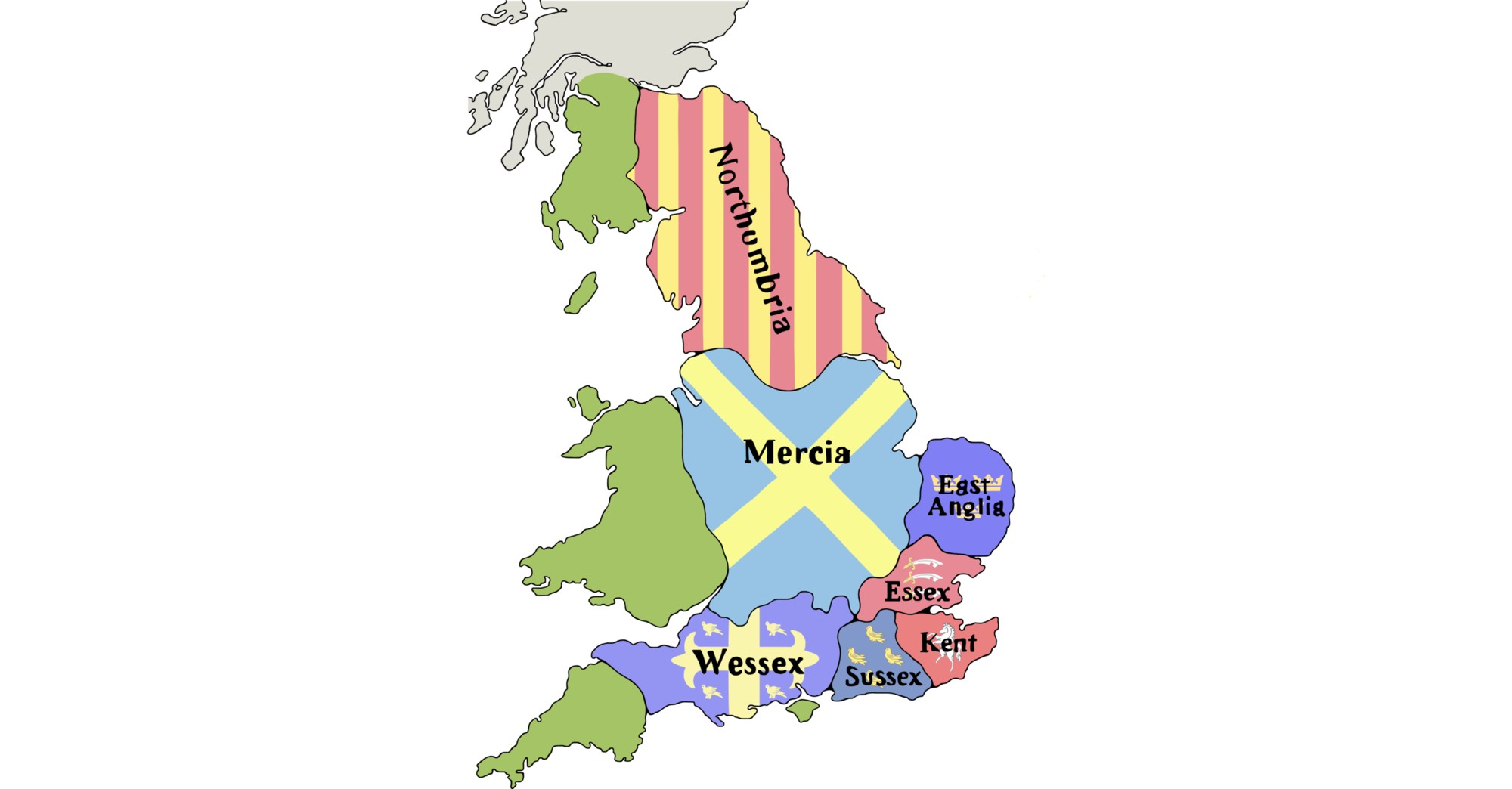 Англосаксонские королевства в британии карта