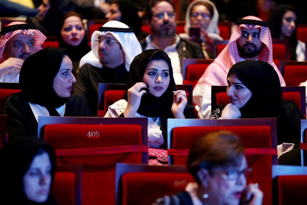 FILE PHOTO: Saudis watch composer Yanni perform at Princess Nourah bint Abdulrahman University in Riyadh