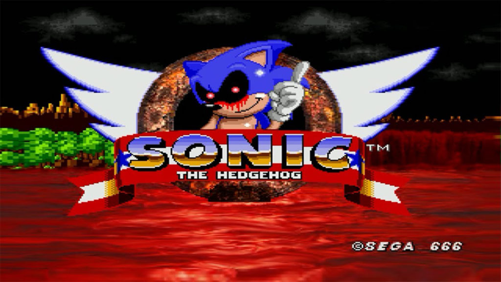 Sonic.exe adlı korku kurgusundan doğan aynı isimli oyunun giriş ekranı.