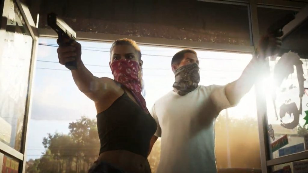 Rockstar Games yapımı GTA 6 oyununun trailerından ana karakterlerin olduğu bir görsel