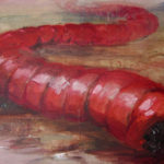 Moğul Ölüm Solucanı için bir sanatçı tarafından betimlemeler temel alınarak çizilen resim.