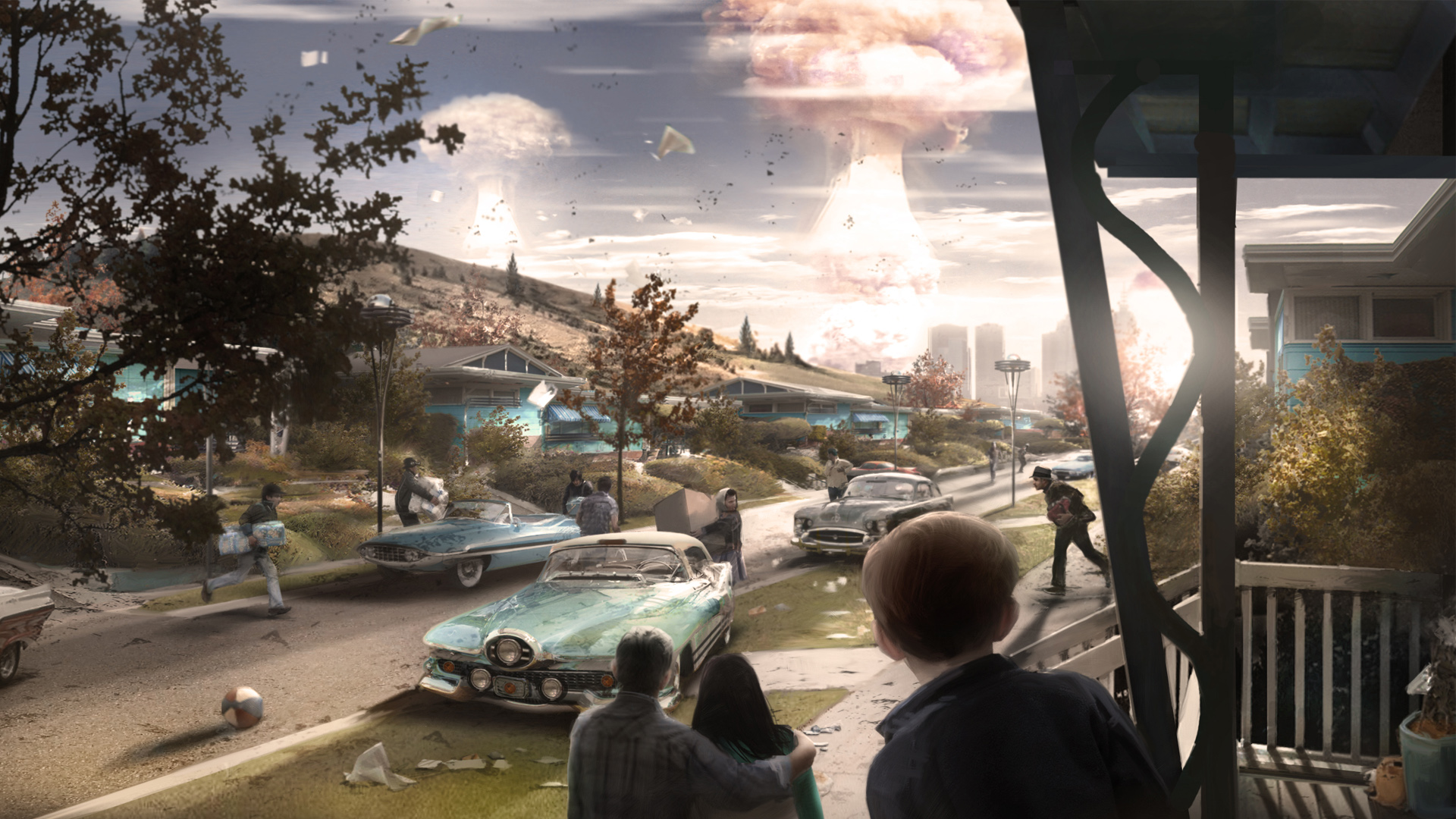 Bethesda Game Studios tarafından geliştirilip Bethesda Softworks tarafından yayınlanan Fallout 4 oyunu için yapılan bir sanat görseli.